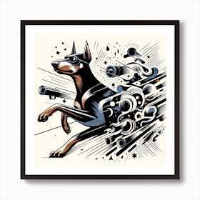 Doberman S Covert Laser Mission Art Print