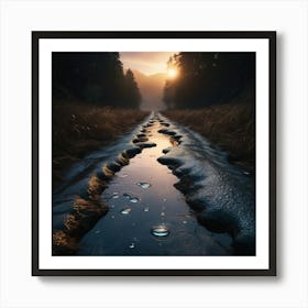 Water Drops On A Road Art Print