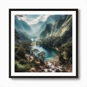 Mountain Lake In Indonesia Art Print