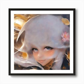 Anime Girl With White Hair Art Print