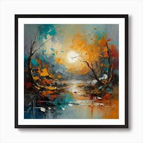 Sunset Over The River Art Print