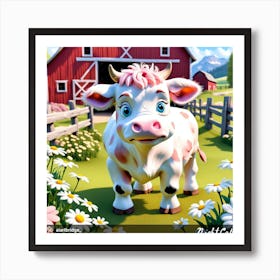 Cow On A Farm Art Print