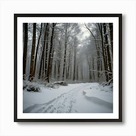 Snowy Forest Path Art Print