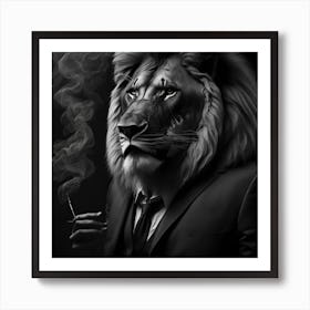 Lion In A Suit Art Print