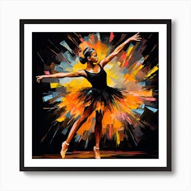 Ballerina In Black And Orange Art Print