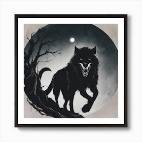 Wolf In The Woods 80 Art Print