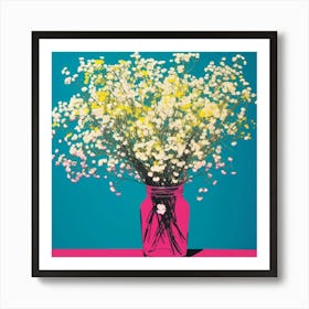 Gypsophila Babys Breath 1 Pop Art Illustration Square Art Print