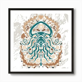 jellyfish folk art Norwegian style Art Print