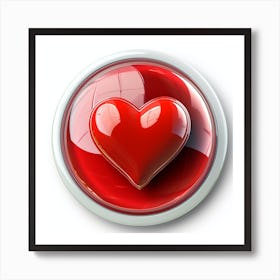 Red Heart On A White Background 1 Art Print