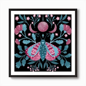 Celestial butterfly with purple flowers Art Print