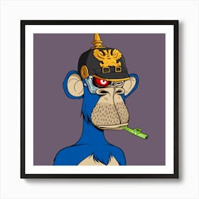 Blue Vape Monkey Art Print
