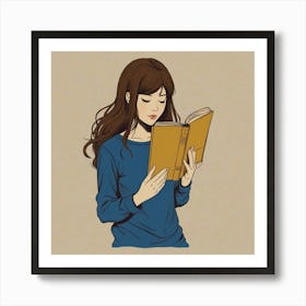 Girl Reading A Book Art Print
