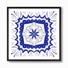Blue And White Floral Pattern Art Print