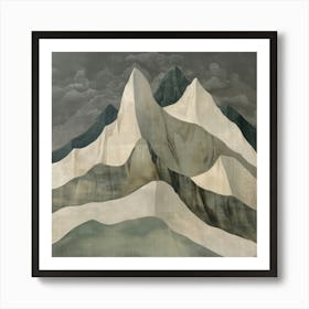 Japanese Watercolour Of Mount Hakuba 3 Art Print