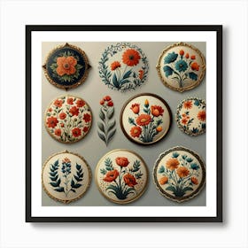 Set Of Floral Ornaments 2 Art Print