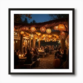 A Lively Autumn Festival Drenched In Rustic Charm Cascading Lanterns Of Burnished Gold And Amber (4) 1 Art Print