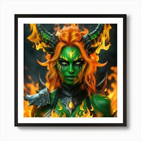 Demon Woman With Horns Art Print