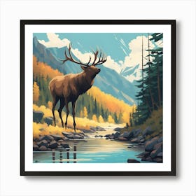 Elk Painting Art Print