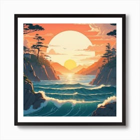 Sunset Over The Ocean Art Print