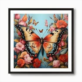 Maximalist Animal Painting Butterfly Art Print 2 Art Print