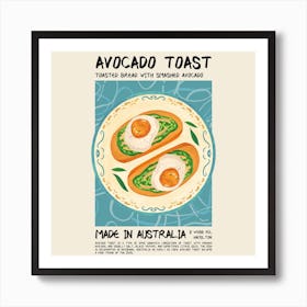 Avocado Toast Blue Square Art Print
