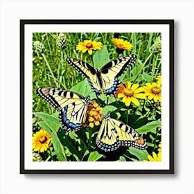 Three Swallowtail Butterflies Art Print