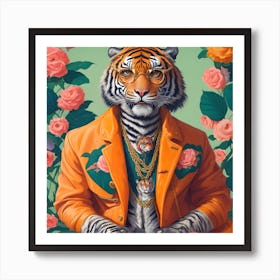 Dreamshaper V7 Painting Of A Tiger Wearing A Jacket And Glasse 0 Upscaled Upscaled Art Print