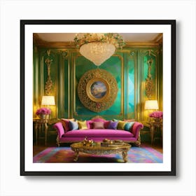 Futuristic Beautiful French Mansion Interior Sitti (12) Art Print