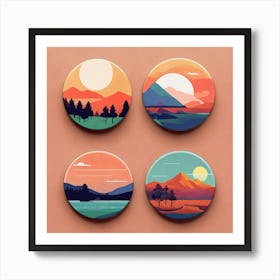 4 Badges Lo Fi Landscape With Minimalist Design (6) Affiche