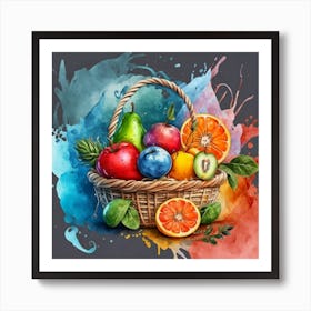 A basket full of fresh and delicious fruits and vegetables Art Print