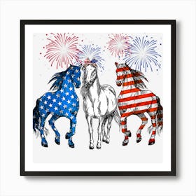 Limited Edition Horse American Flag Patriotic Horse 4th Of Art Print