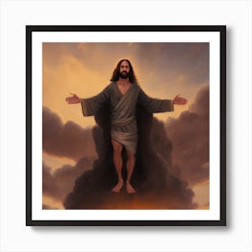 Jesus looking for the sunset Art Print