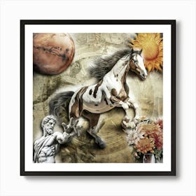 Horse Surreal Illustration Art 03 Art Print