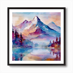 Firefly An Illustration Of A Beautiful Majestic Cinematic Tranquil Mountain Landscape In Neutral Col 2023 11 23t001754 Art Print