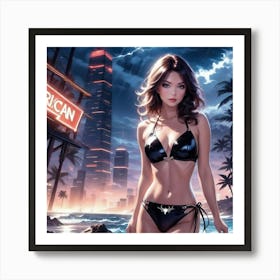 Sexy Girl In Bikini fgh Art Print