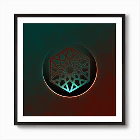Geometric Neon Glyph on Jewel Tone Triangle Pattern 421 Art Print