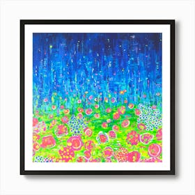 Abstract Flowers In The Rain Art Print