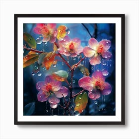 Raindrops On Flowers Art Print