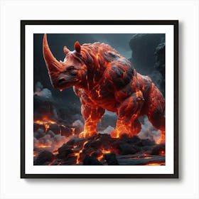 Rhinoceros On Fire 1 Art Print