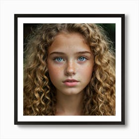 Portrait Of A Girl With Curly Hair 4 Art Print