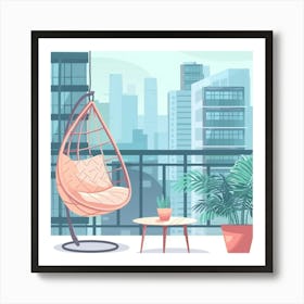 Balcony With Hanging Chair 1 Art Print