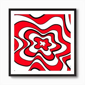 Psychedelic Red And White Swirls Art Print