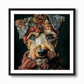 Christmas Airedale 7 Art Print