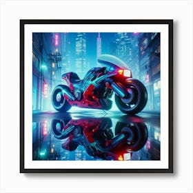 Futuristic Motorcycle In The City Art Print