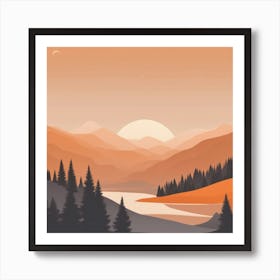 Misty mountains background in orange tone 90 Art Print