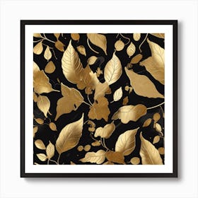 Golden leaves Art Print