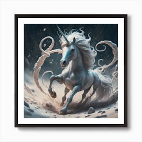 Unicorn In The Snow 1 Art Print