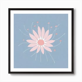 A White And Pink Flower In Minimalist Style Square Composition 704 Art Print