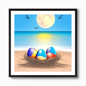 Easter Eggs On The Beach 41 Art Print