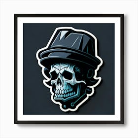 Skull Sticker With A Cap Silver (17) 1 Art Print